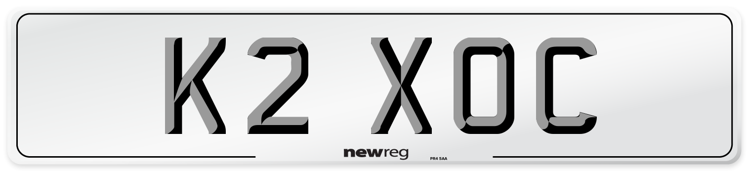 K2 XOC Number Plate from New Reg